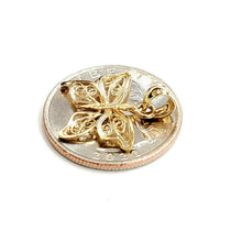 Load image into Gallery viewer, New 14k yellow Gold butterfly Pendant charm filigree gift fine jewelry 1.1g
