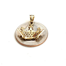 Load image into Gallery viewer, 14k yellow gold tiara crown pendant cubic zirconia fine jewelry gift 1.7g