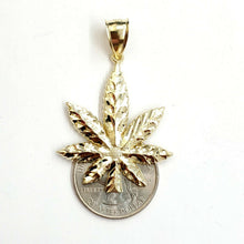 Load image into Gallery viewer, 10k yellow gold marijuana leaf weed pendant charm fine gift medical jewelry 3.5g
