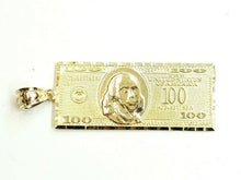 Load image into Gallery viewer, New 14k yellow gold 100 dollar bill money lucky pendant charm fine jewelry 4.5g