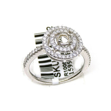 Load image into Gallery viewer, 0.37Ct Natural Diamond 14k White Gold Semi Mount halo Ring round center size 6.5