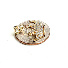 Load image into Gallery viewer, 14k yellow gold tiara crown pendant cubic zirconia fine jewelry gift 1.7g