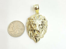 Load image into Gallery viewer, 10k yellow Gold lion head face leo zodiac Pendant charm fine gift jewelry 7.9g
