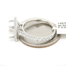 Load image into Gallery viewer, 1.14Ct Natural Diamond 14k White Gold Semi Mount halo Ring square center sz 6.5
