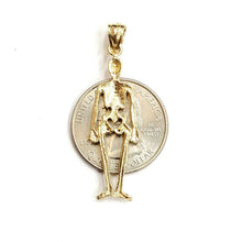 Load image into Gallery viewer, 14k yellow Gold Skeleton Skull mummy Bone Pendant charm Gift fine jewelry 2.9g