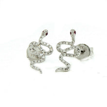 Load image into Gallery viewer, New 14k white Gold 0.16Ct Round Diamond snake stud Earrings Push Back fine gift