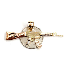 Load image into Gallery viewer, 14k multi color Gold AK-47 machine gun military rifle Pendant charm gift 3.9g