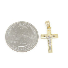 Load image into Gallery viewer, New 14k two tone gold cross Jesus pendant charm fine gift religious jewelry 1.1g