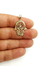 Load image into Gallery viewer, 10k yellow gold khamsa hamsa hand lucky Jewish filigree pendant fine gift 2.1g
