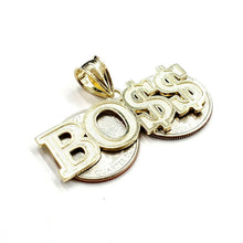 Load image into Gallery viewer, New 10k yellow Gold Boss dollar sign word Pendant charm fine gift jewelry 6.4g