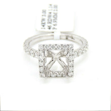 Load image into Gallery viewer, 1.14Ct Natural Diamond 14k White Gold Semi Mount halo Ring square center sz 6.5