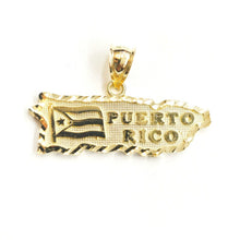 Load image into Gallery viewer, New 10k yellow gold Puerto Rico outline map pendant charm gift fine jewelry 2.9g
