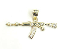 Load image into Gallery viewer, 10k yellow Gold AK-47 machine gun rifle Pendant charm fine jewelry zirconia 3.4g