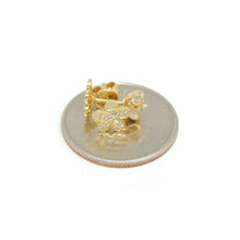 Load image into Gallery viewer, 14k yellow Gold 0.16Ct Round Diamond flower stud Earrings Push Back Fastening
