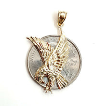 Load image into Gallery viewer, 14k yellow Gold eagle Pendant charm gift fine jewelry unisex diamond cut 2.2g