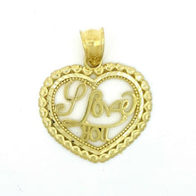 Load image into Gallery viewer, New 10k yellow Gold heart i love you Pendant charm fine women gift jewelry 2.2g