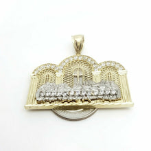 Load image into Gallery viewer, 14k two tone gold last supper pendant charm cubic zirconia fine jewelry 11.2g