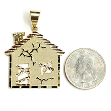Load image into Gallery viewer, New 14k yellow gold trap house pendant charm diamond cut gift fine jewelry 6.6g