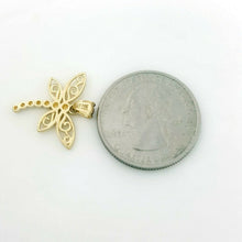 Load image into Gallery viewer, New 14k two tone Gold dragonfly Pendant charm gift fine jewelry for her 1.2g