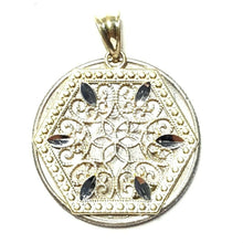 Load image into Gallery viewer, 10k two tone gold hexagon filigree pendant charm fine gift jewelry for her 1.7g