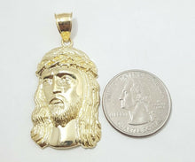 Load image into Gallery viewer, 10k yellow gold jesus face head pendant charm fine religious jewelry unisex 5.5g