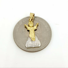 Load image into Gallery viewer, New 14k two tone gold divino nino baby Jesus religious pendant fine jewelry 0.8g