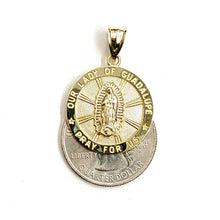 Load image into Gallery viewer, 10k gold round virgin Mary Guadalupe pendant charm gift fine jewelry 0.86" 2.6g