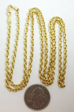 Load image into Gallery viewer, New 10K yellow gold 3.5mm Hollow rolo link chain Necklace 10.7 Grams 30"
