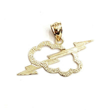 Load image into Gallery viewer, New 14k yellow gold cloud lightning bolt pendant charm gift fine jewelry 1g