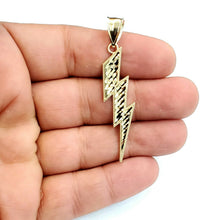 Load image into Gallery viewer, 10k yellow gold lightning bolt pendant charm fine gift jewelry diamond cut 2.4g