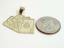 Load image into Gallery viewer, 10k yellow solid Gold playing card Pendant charm casino fine jewelry unisex 3.1g