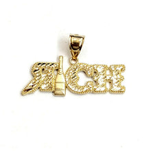Load image into Gallery viewer, New 10k yellow Gold RICH word Pendant charm diamond cut fine jewelry 4.4g