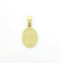 Load image into Gallery viewer, 14k gold two tone oval saint benedict san Benito pendant religious jewelry 1g