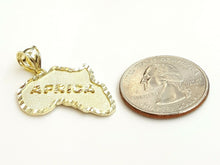 Load image into Gallery viewer, 10k yellow gold Africa continent outline map pendant charm fine gift unisex 2.6g