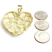 Load image into Gallery viewer, New 10k yellow gold nugget big heart pendant charm fine gift women jewelry 22.8g