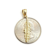 Load image into Gallery viewer, New 14k Yellow Gold solid feather Pendant Unisex gift fine jewelry 1g