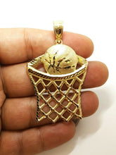 Load image into Gallery viewer, 10k yellow gold basketball net hoop pendant charm fine gift sport jewelry 7.1g