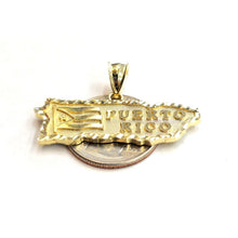 Load image into Gallery viewer, New 10k yellow gold Puerto Rico outline map pendant charm gift fine jewelry 4g