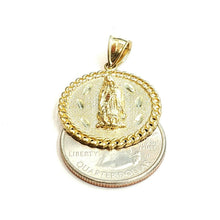Load image into Gallery viewer, 10k yellow gold round virgin Guadalupe Pendant fine religious jewelry 0.97" 4g