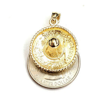 Load image into Gallery viewer, 14k yellow gold solid 3D Sombrero Mexican hat Mexico pendant charm jewelry 4.8g