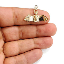 Load image into Gallery viewer, 14k yellow gold 3D bat open wings pendant charm gift fine jewelry polished 2.5g