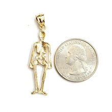 Load image into Gallery viewer, 14k yellow Gold Skeleton Skull mummy Bone Pendant charm Gift fine jewelry 2.9g