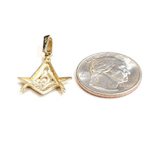 Load image into Gallery viewer, 14k yellow Gold Freemason Masonic Pendant charm gift religious fine jewelry 2.3g