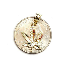 Load image into Gallery viewer, 10k yellow gold marijuana leaf weed pendant charm fine gift medical jewelry 0.9g