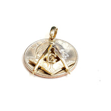 Load image into Gallery viewer, 14k yellow Gold Freemason Masonic Pendant charm gift religious fine jewelry 2.3g