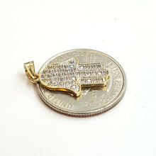 Load image into Gallery viewer, 14k yellow gold Khamsa Hamsa hand Jewish charm fine religious jewelry 0.83" 2.2g