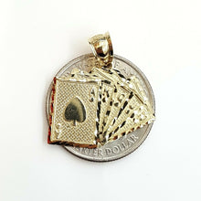 Load image into Gallery viewer, 10k yellow solid Gold playing card Pendant charm casino fine jewelry unisex 1.9g