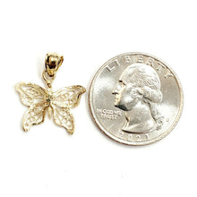 Load image into Gallery viewer, New 14k yellow Gold butterfly Pendant charm filigree gift fine jewelry 1.1g