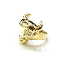 Load image into Gallery viewer, 10k yellow gold bull head zodiac Taurus men's Ring diamond cut jewelry Size 9