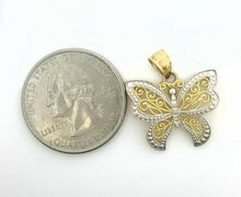Load image into Gallery viewer, 14k two tone solid Gold butterfly full body Pendant charm fine gift jewelry 1.9g